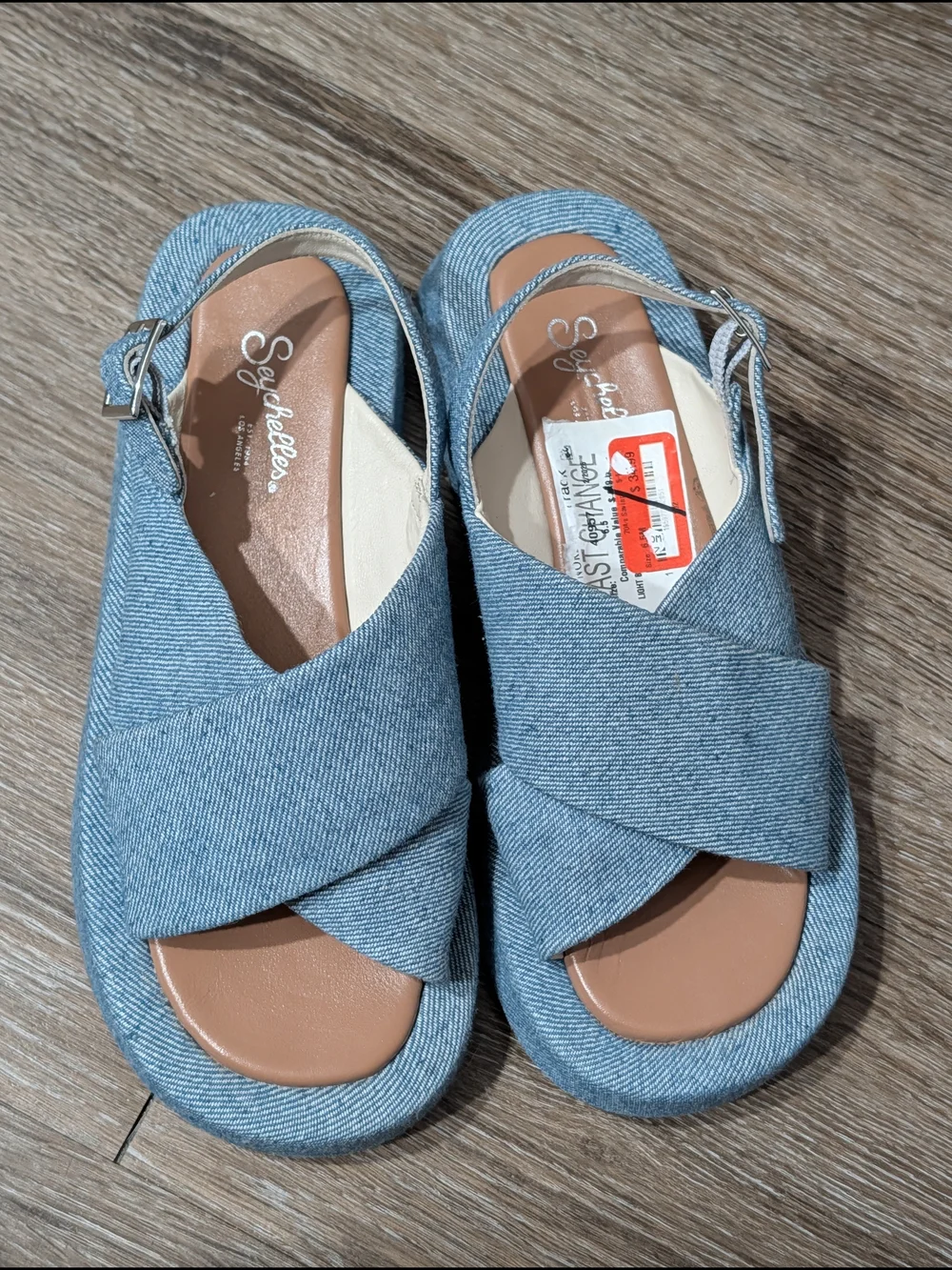 Seychelles Denim Blue Crossband Slingback Sandals